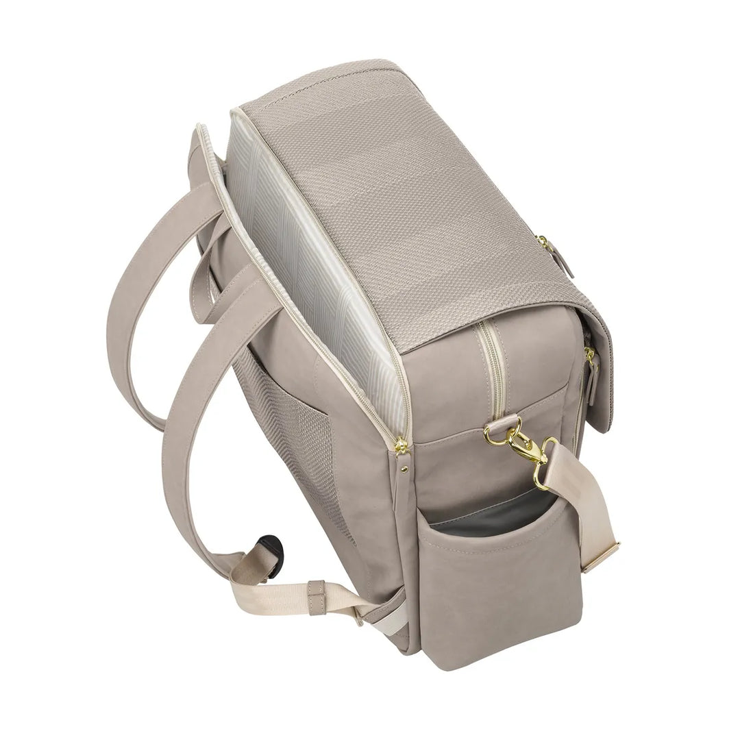Boxy Backpack Deluxe Diaper Bag in Sand Cable Stitch