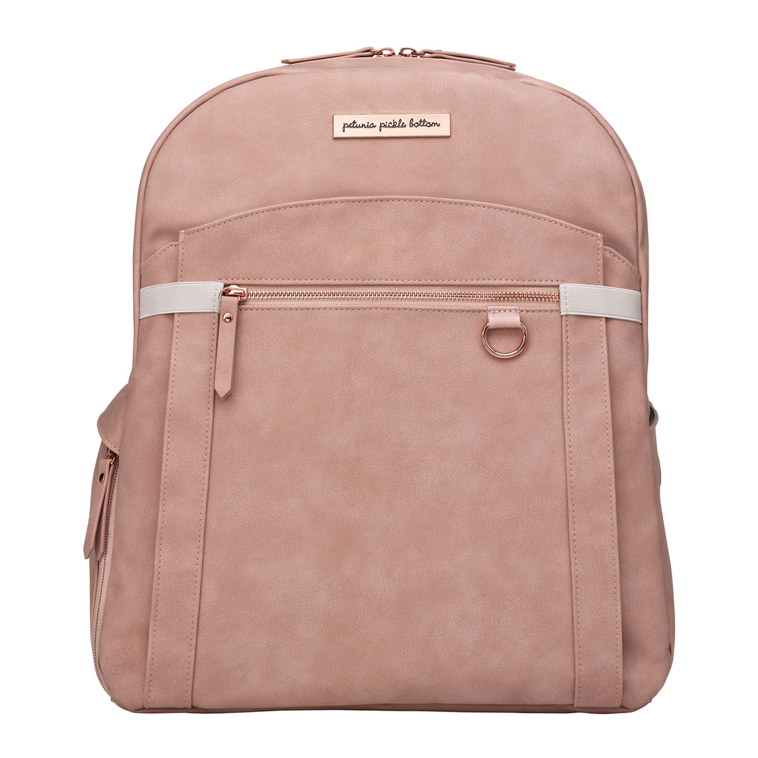2-in-1 Provisions Backpack Diaper Bag in Toffee Rose Leatherette